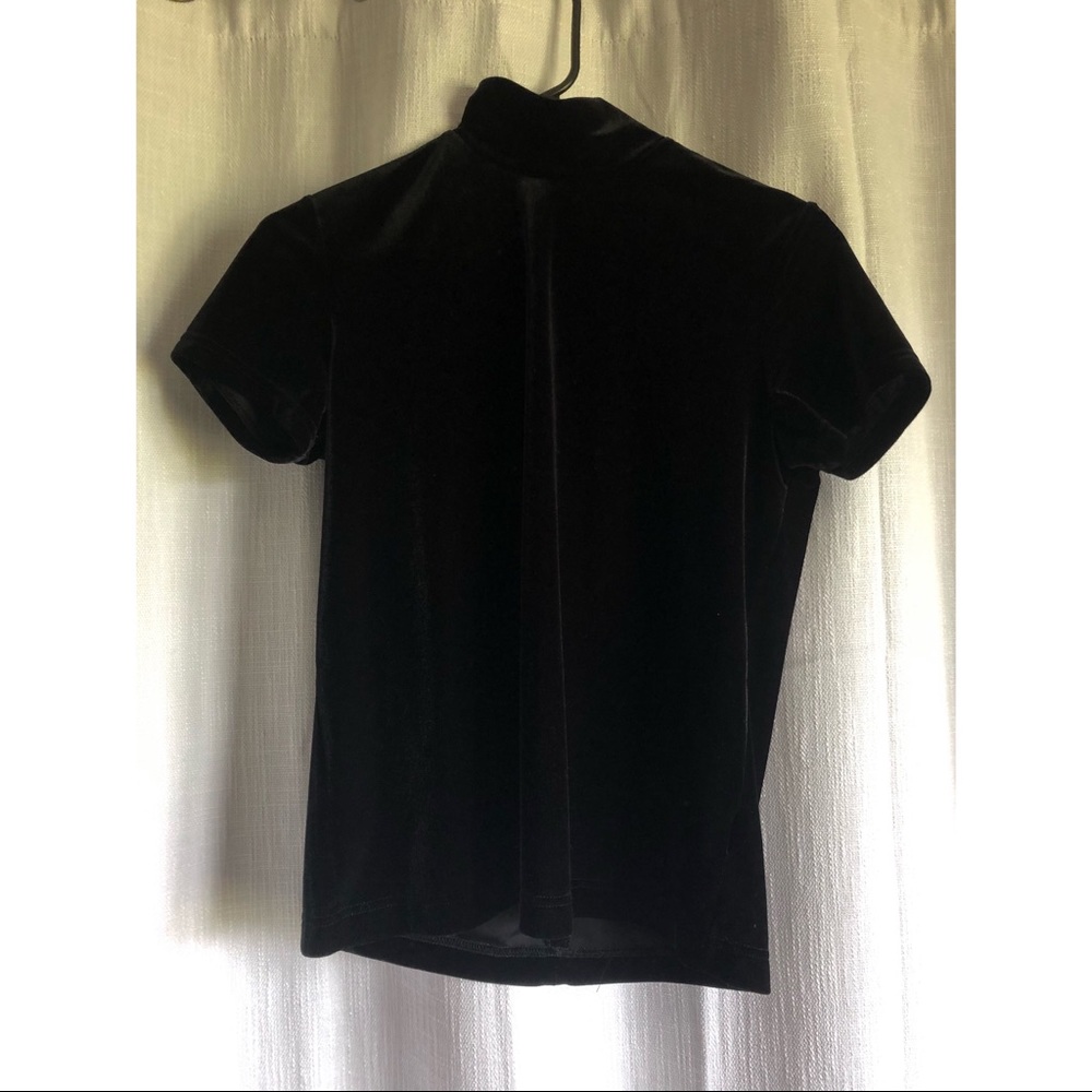Black velvet mock neck crop top, size medium.